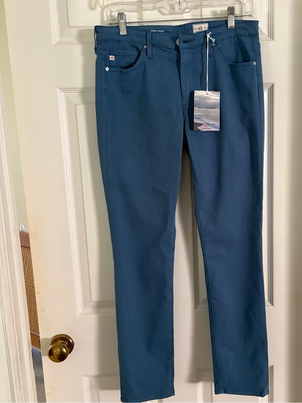 Womens AG Cigarette leg Jeans in Teal Blue!